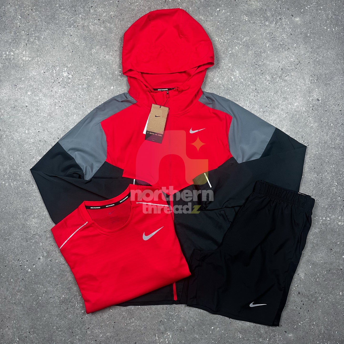 Nike Windbreaker Tri Set (Red/Black)