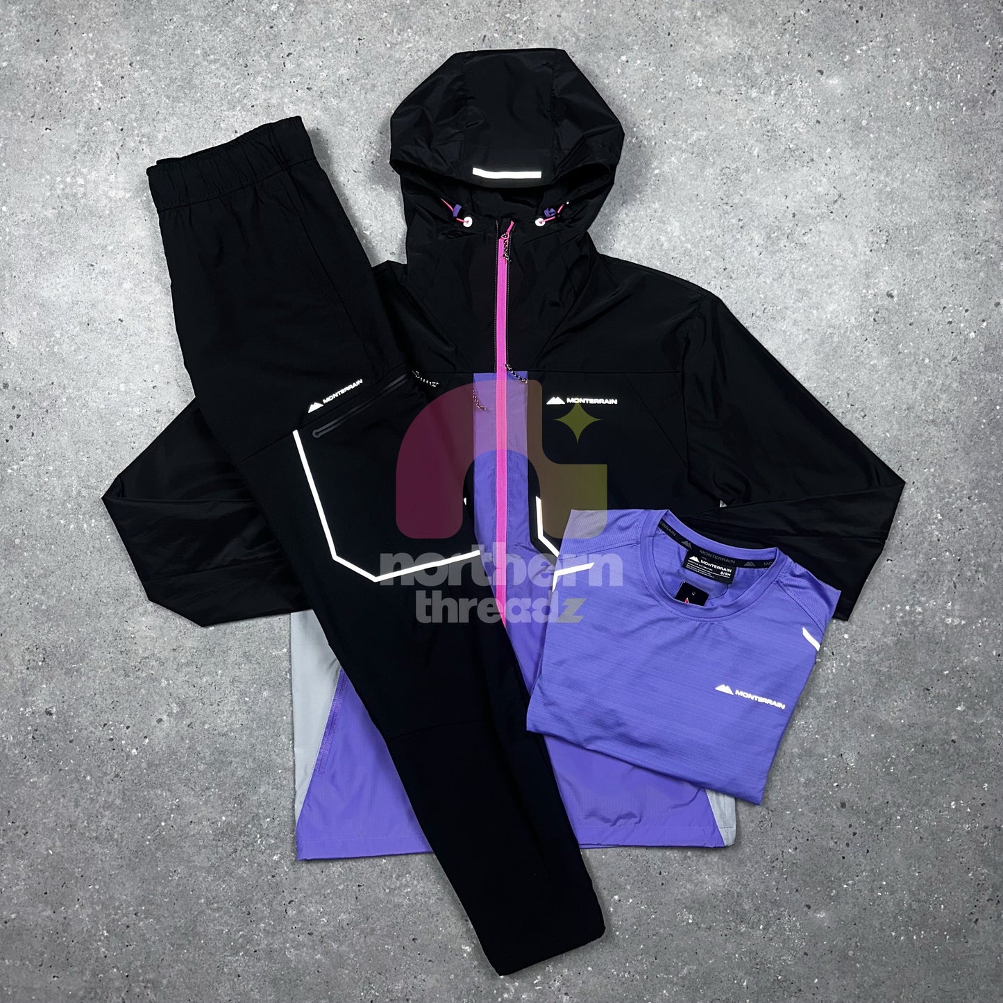 Monterrain Tracksuit Tri Set (Purple/Black)