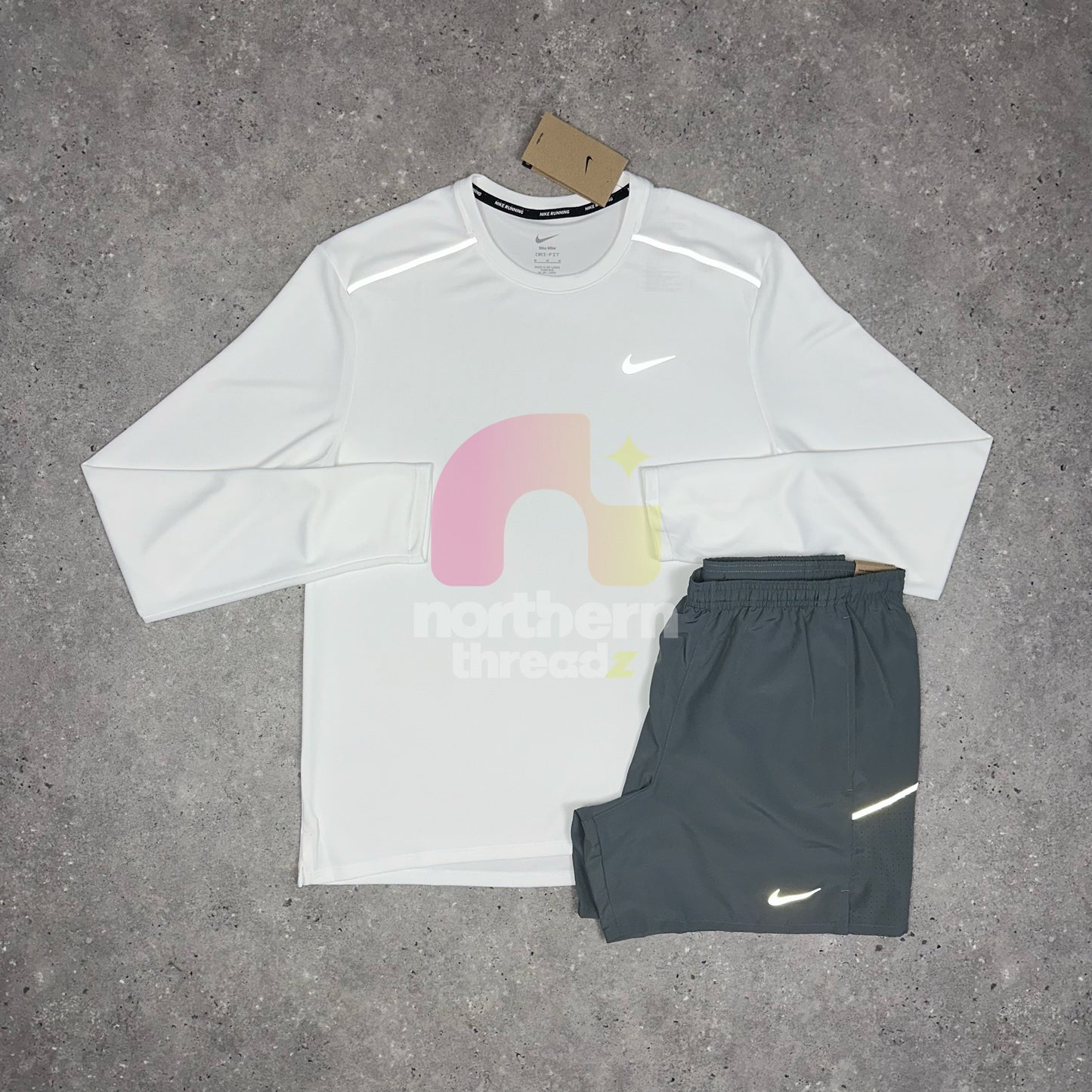 Nike Miler 3.0 Long Sleeve (White/Grey)