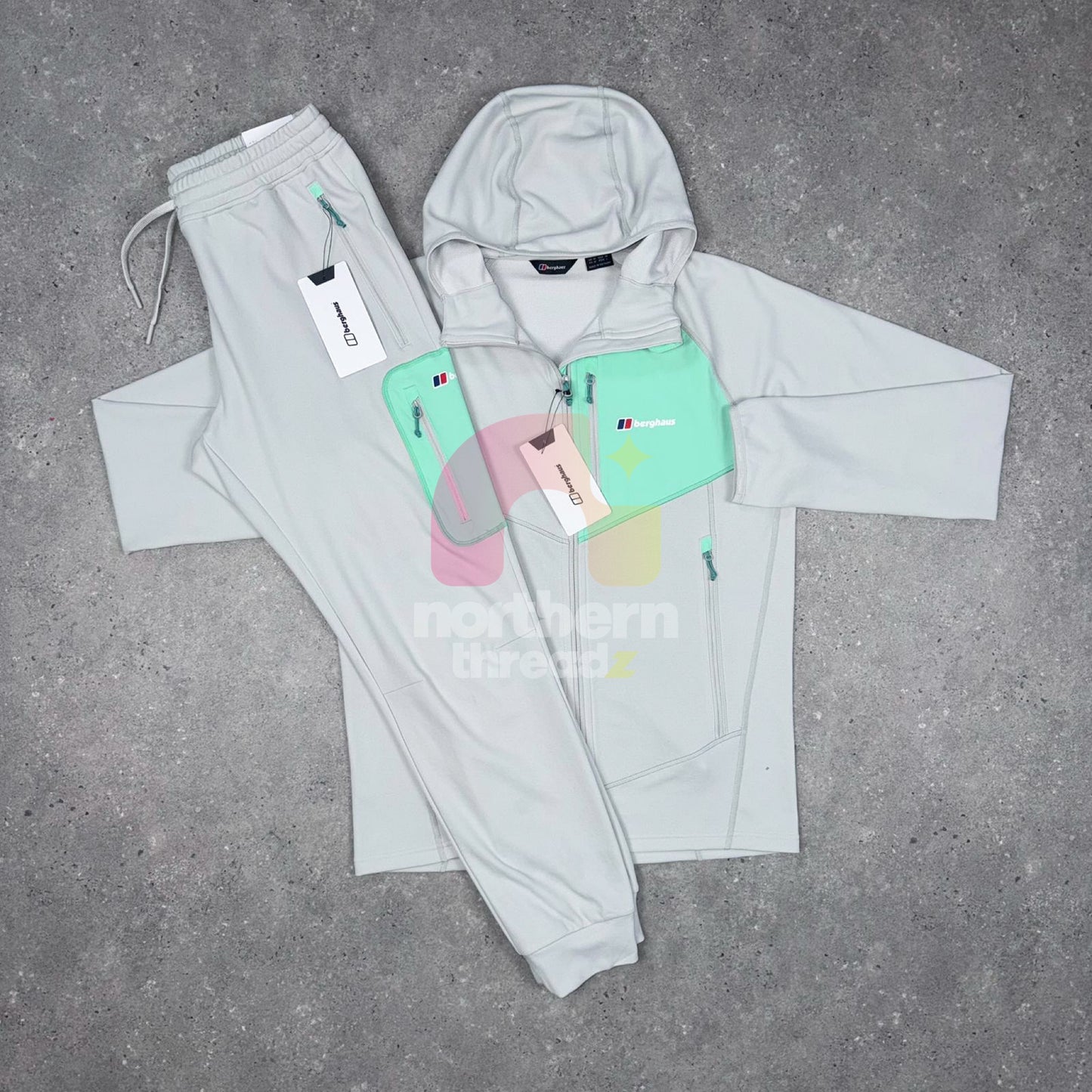 Berghaus Cotton Tracksuit Tri Set (Green/Grey)