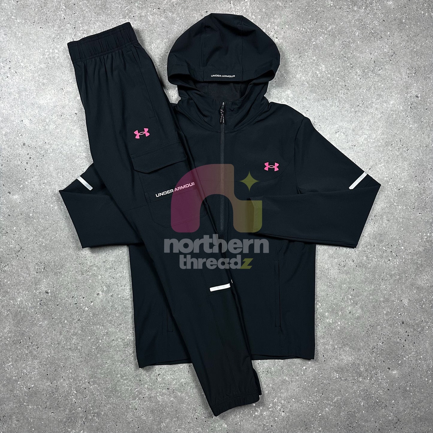 Under Armour Cargo Tracksuit (Black/Pink)