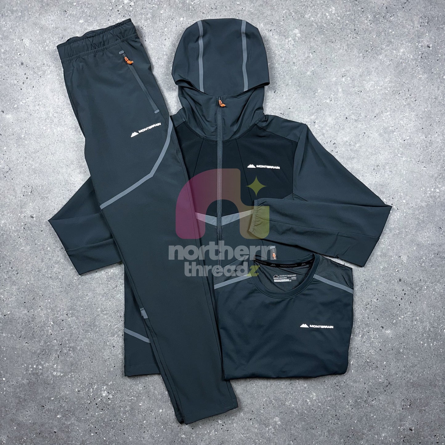 Monterrain Glide Tracksuit Tri Set (Grey/Orange)