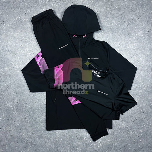 Monterrain Graf Tracksuit Tri Set (Black/Pink)