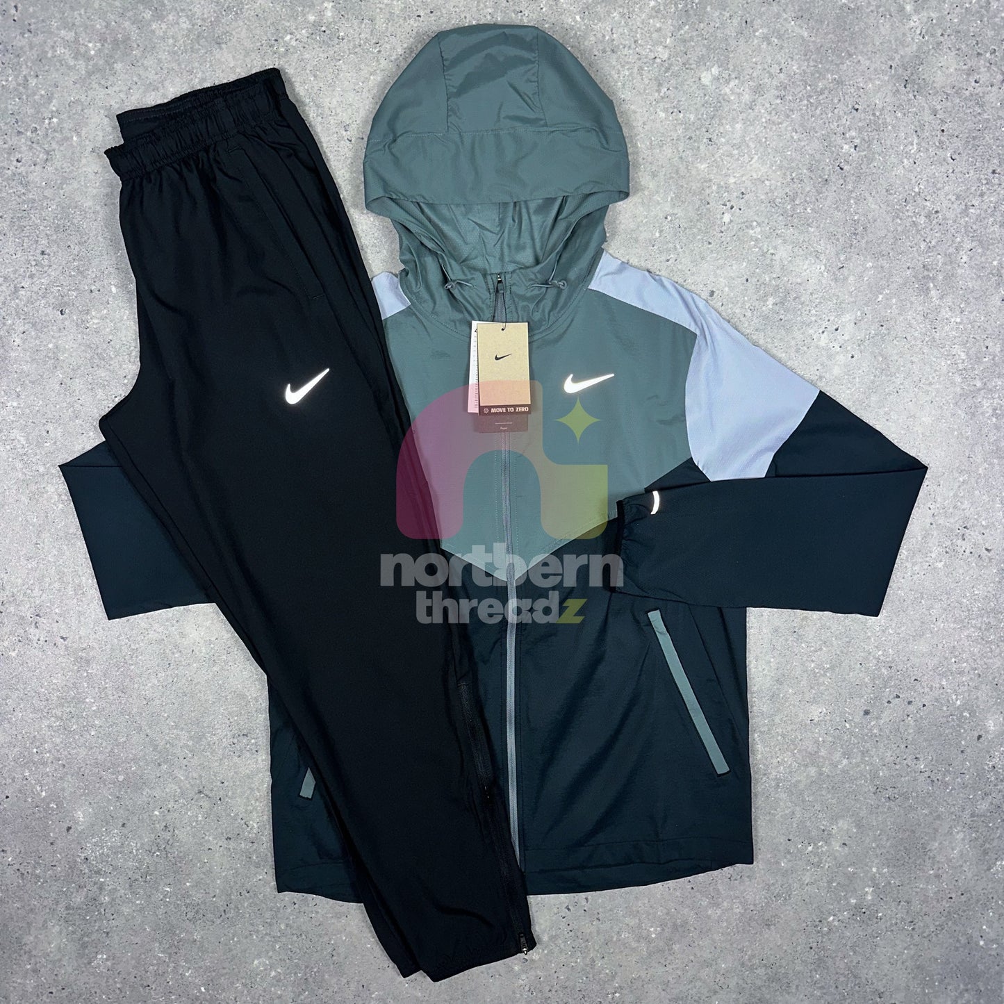 Nike Windbreaker Tracksuit (Grey/Black) - S / S - Tracksuits - Northern Threadz