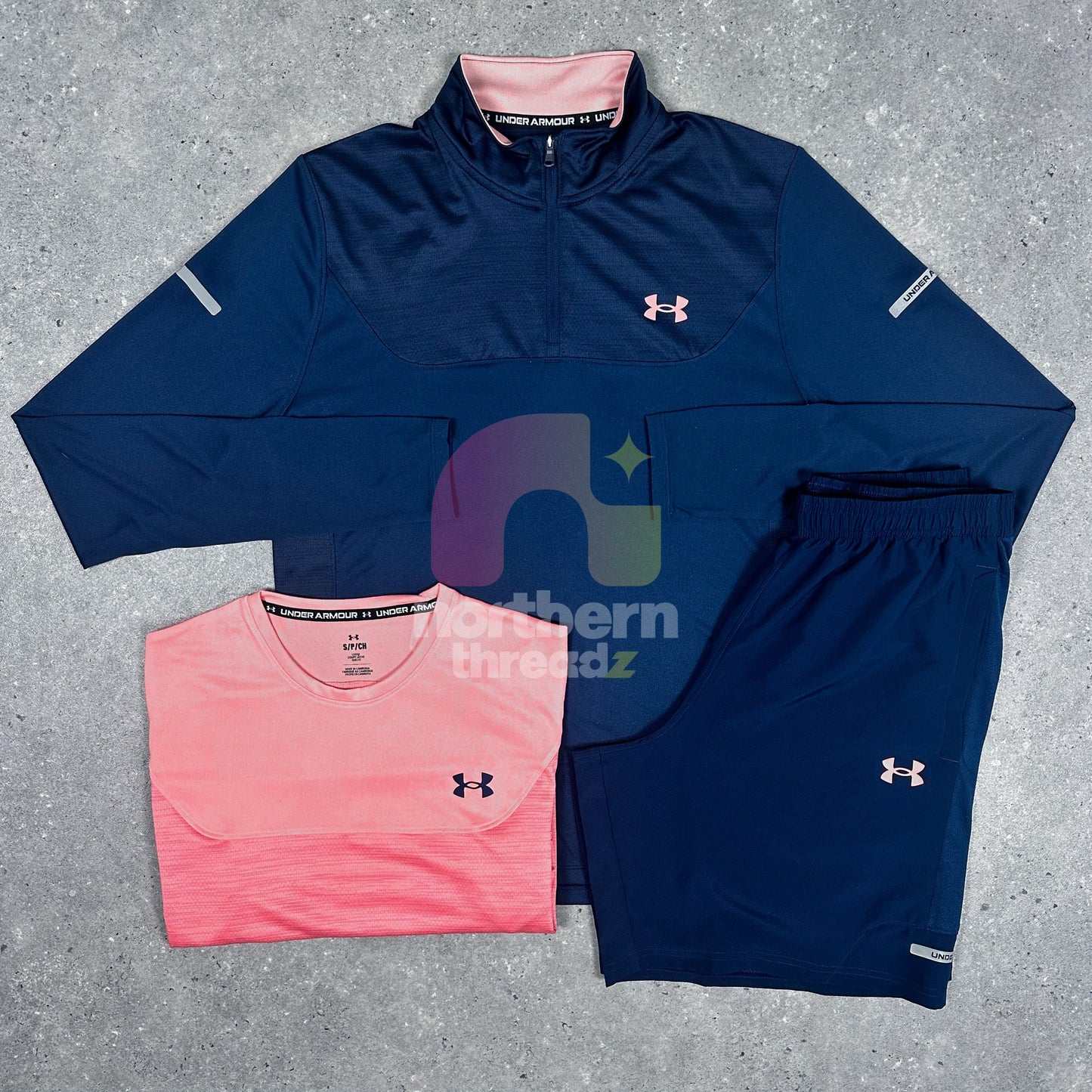 Under Armour Tech Tri Set (Navy/Pink) - S / S / S - Tri sets - Northern Threadz
