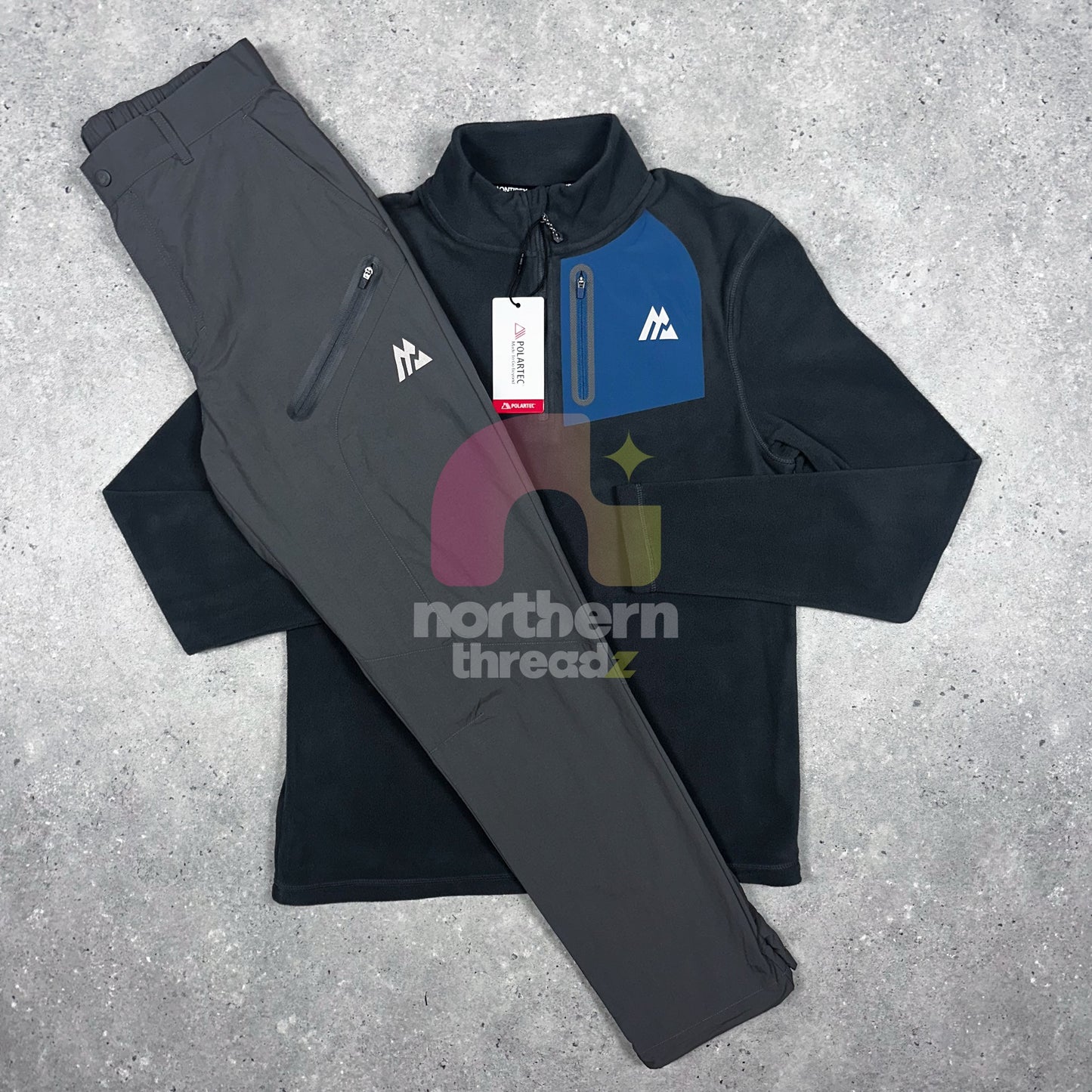 Montirex 1/4 Zip Fleece Tracksuit (Grey/Blue)
