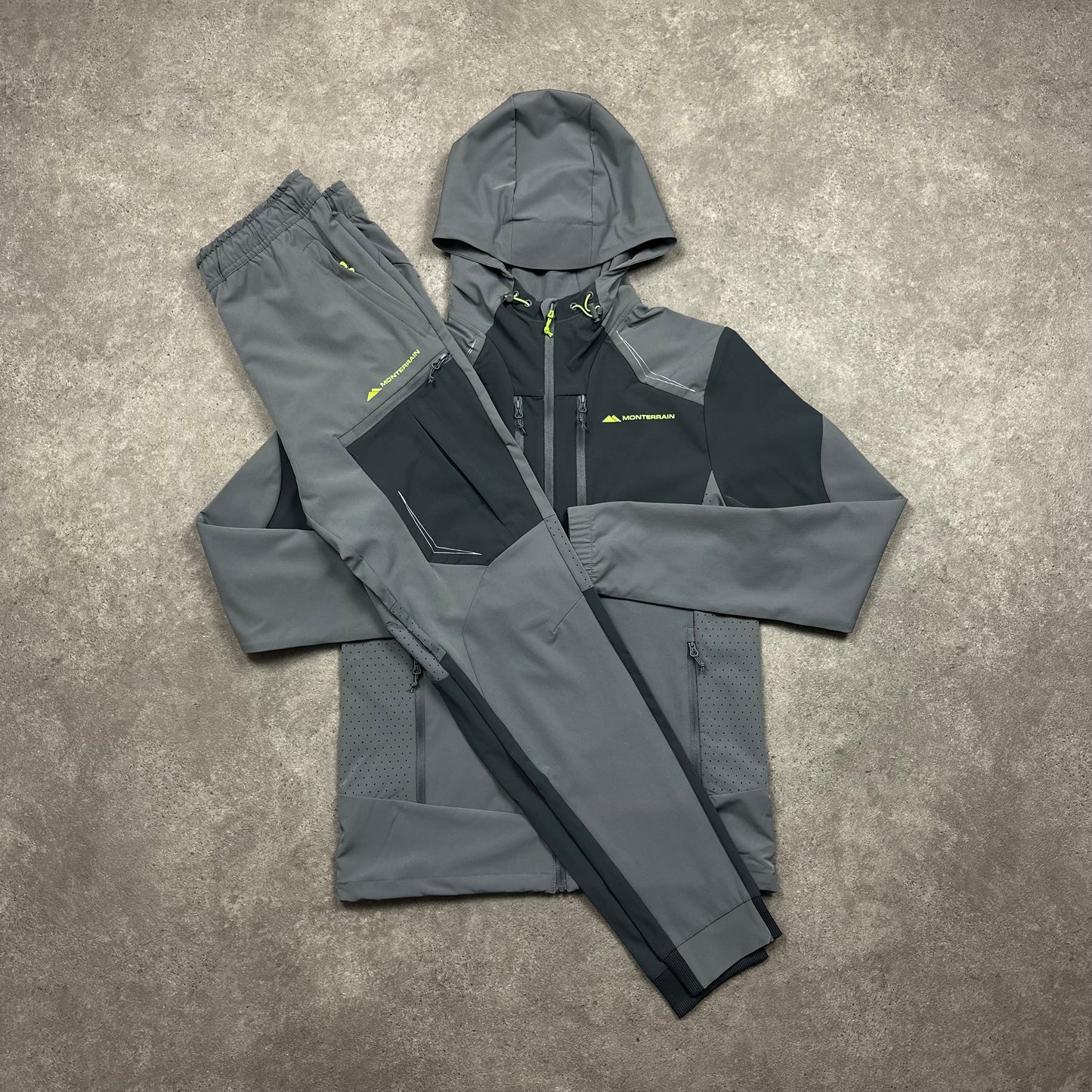 Monterrain Woven Tracksuit (Grey/Neon Yellow)
