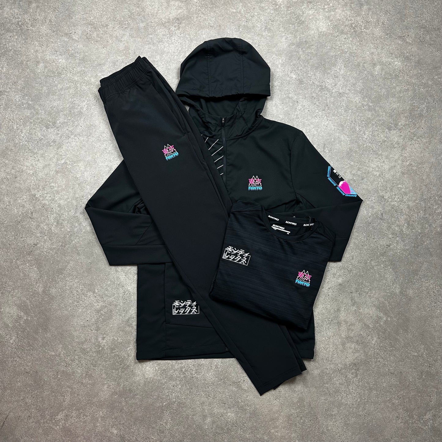 Montirex Tracksuit Tri Set (Black/Pink)