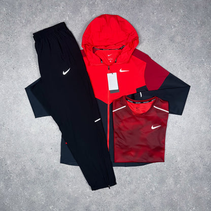 Nike Windbreaker Tracksuit Tri Set (Red/Black)