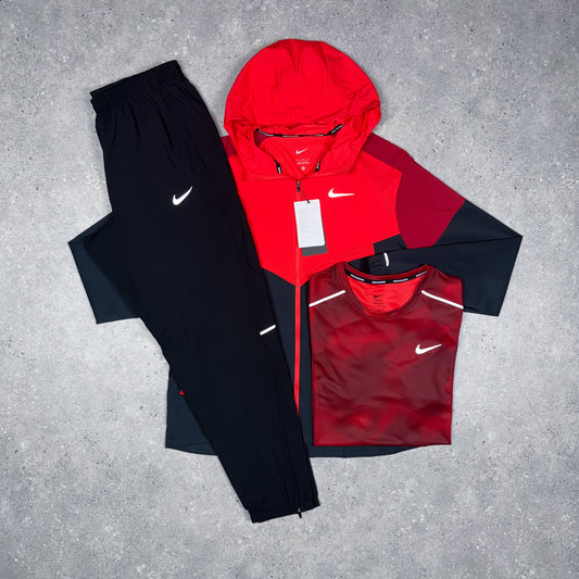 Nike Windbreaker Tracksuit Tri Set (Red/Black)