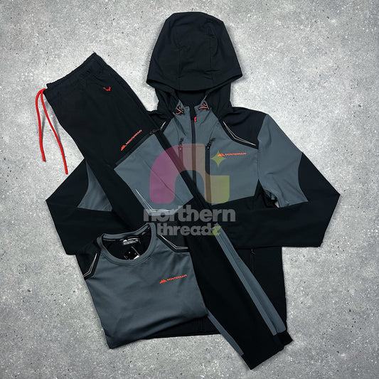 Monterrain Woven Tracksuit Tri Set (Black/Red)