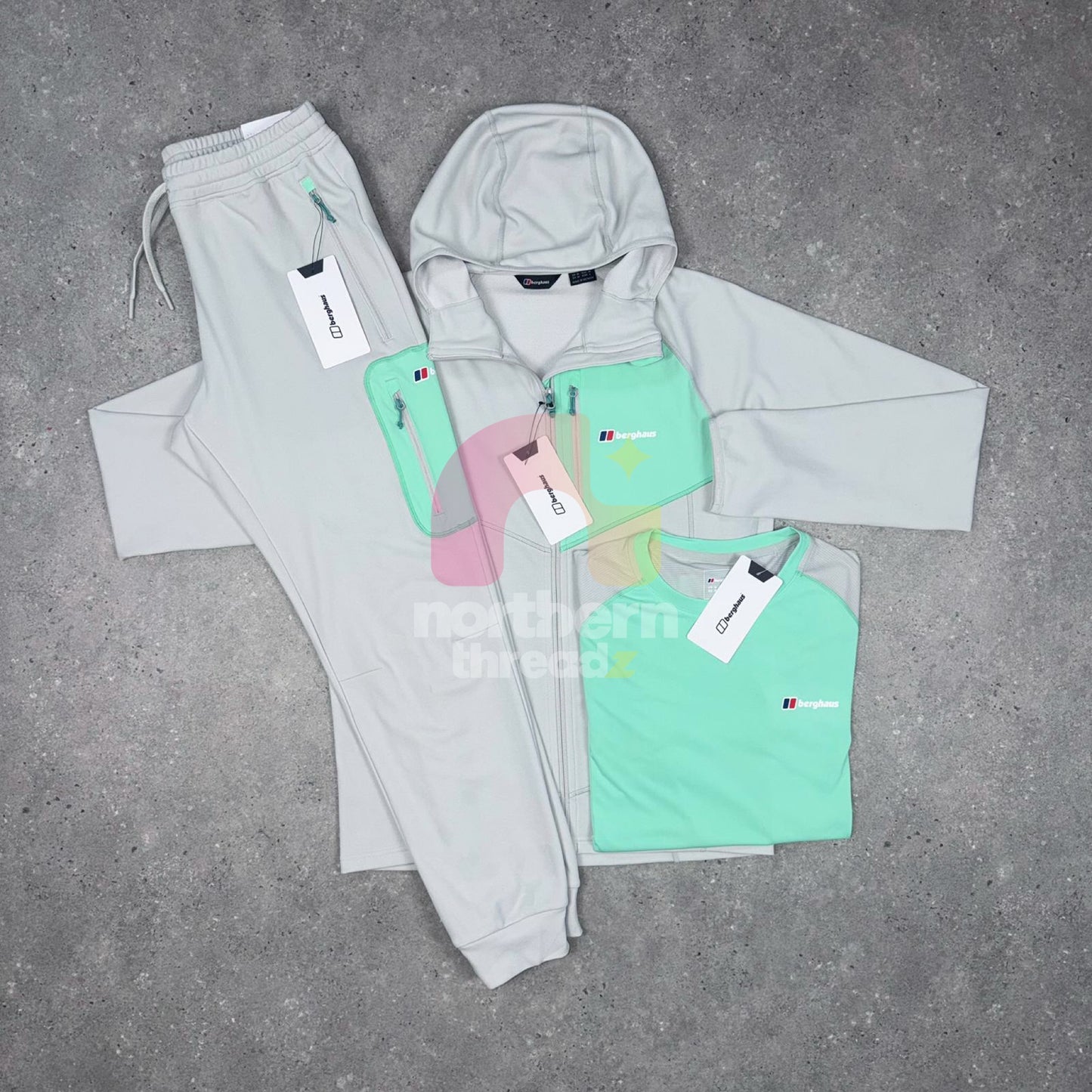 Berghaus Cotton Tracksuit Tri Set (Green/Grey)