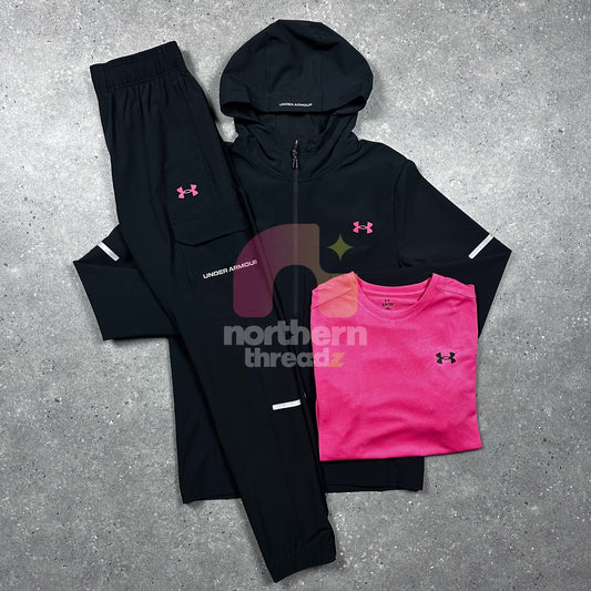 Under Armour Cargo Tracksuit Tri Set (Black/Pink)