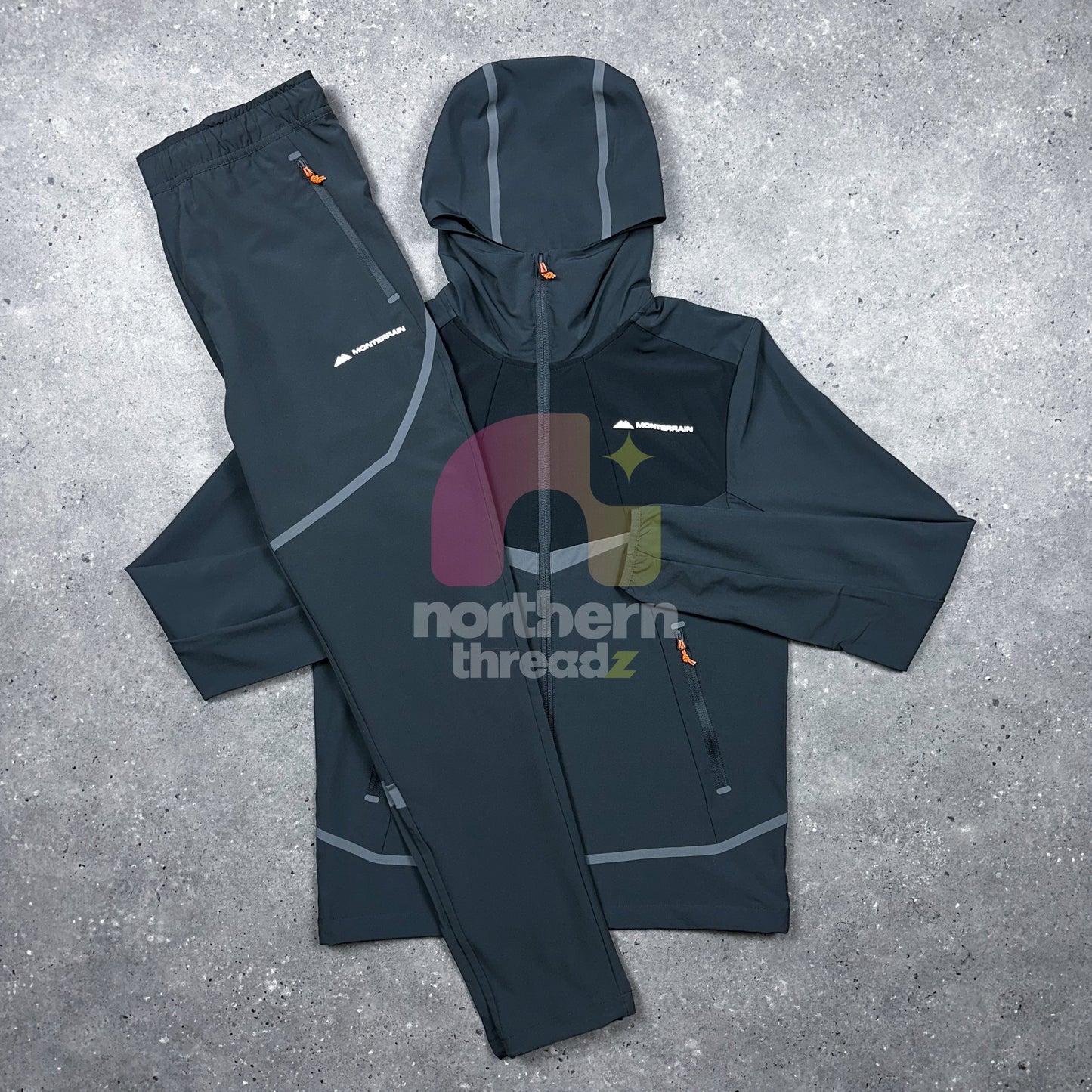 Monterrain Glide Tracksuit (Grey/Orange)