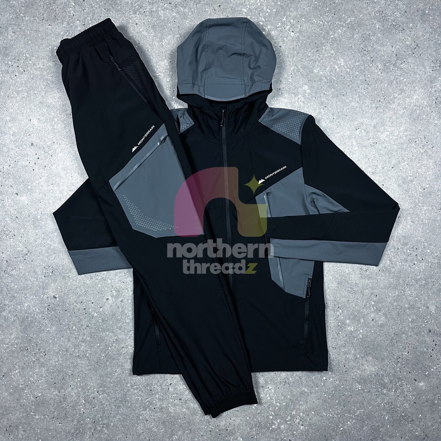 Monterrain Woven Dynamic Tracksuit (Black/Grey)