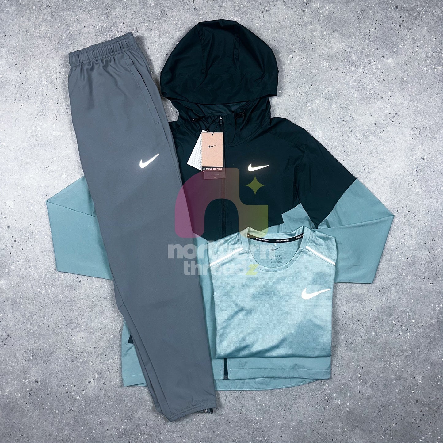 Nike Windbreaker Tri Set (Green/Grey)