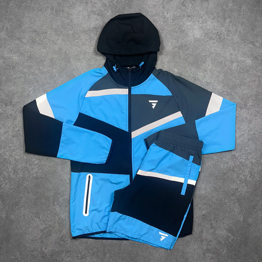 Griid Patchwork Jacket Set (Blue)