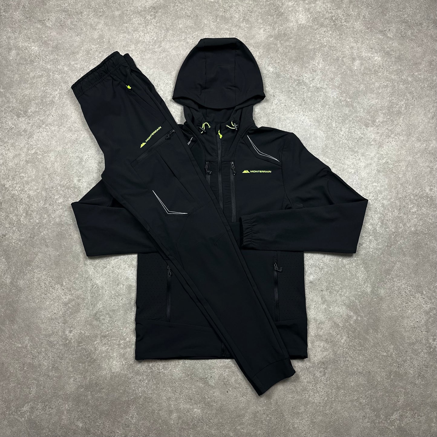 Monterrain Woven Tracksuit (Black/Neon Yellow)